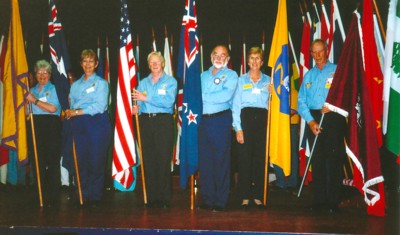 Accepting the flags at Mittagong